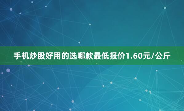 手机炒股好用的选哪款最低报价1.60元/公斤